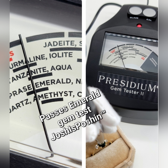 1.95ct Emerald three-stone cocktail ring in 10K yellow gold - Picture 3 of 17